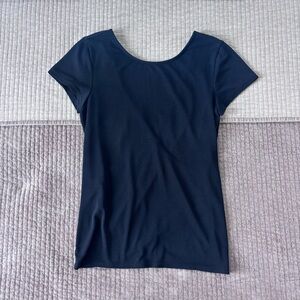 Black Back Wrap Short Sleeve Top - Size XS